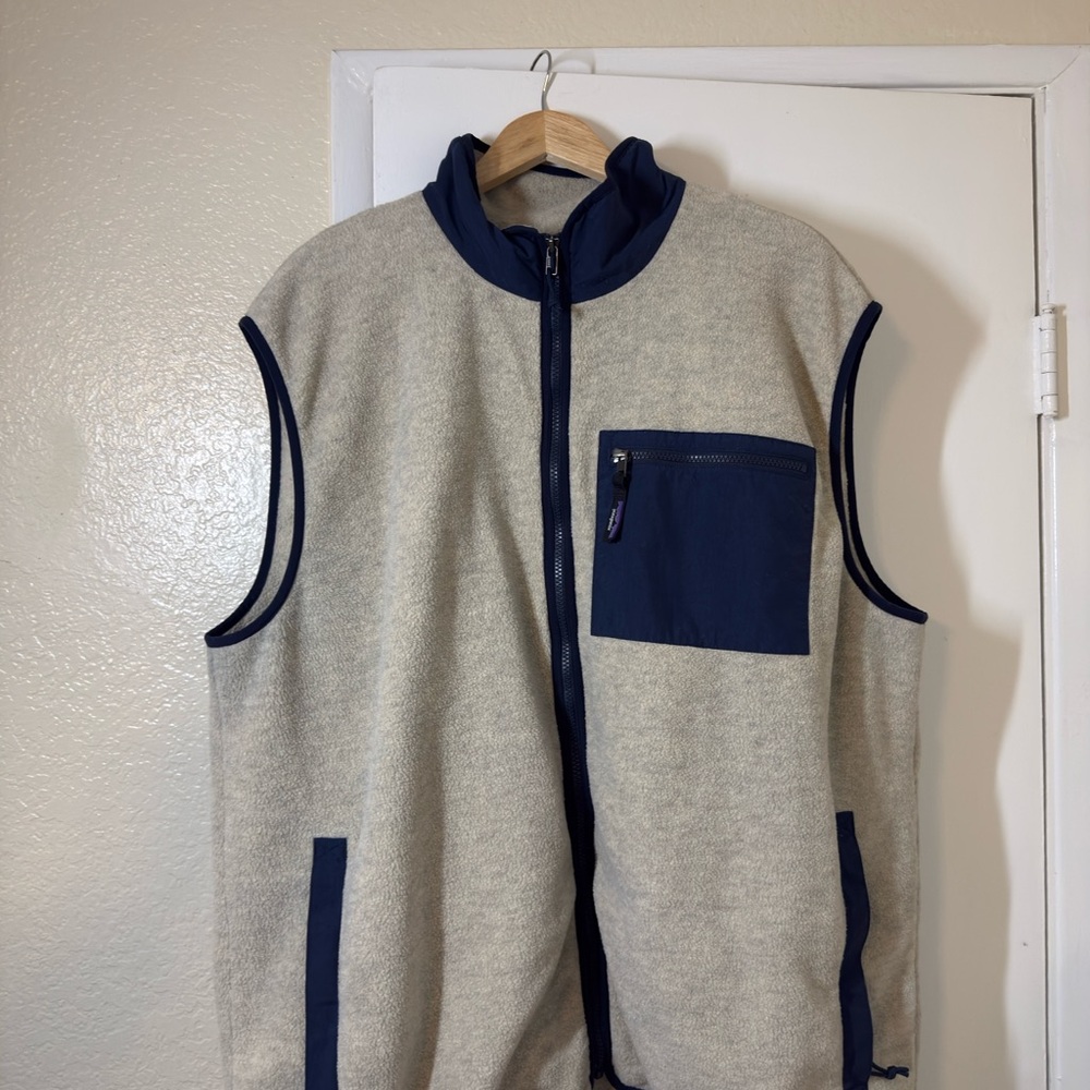 Patagonia Oatmeal and Blue Vest